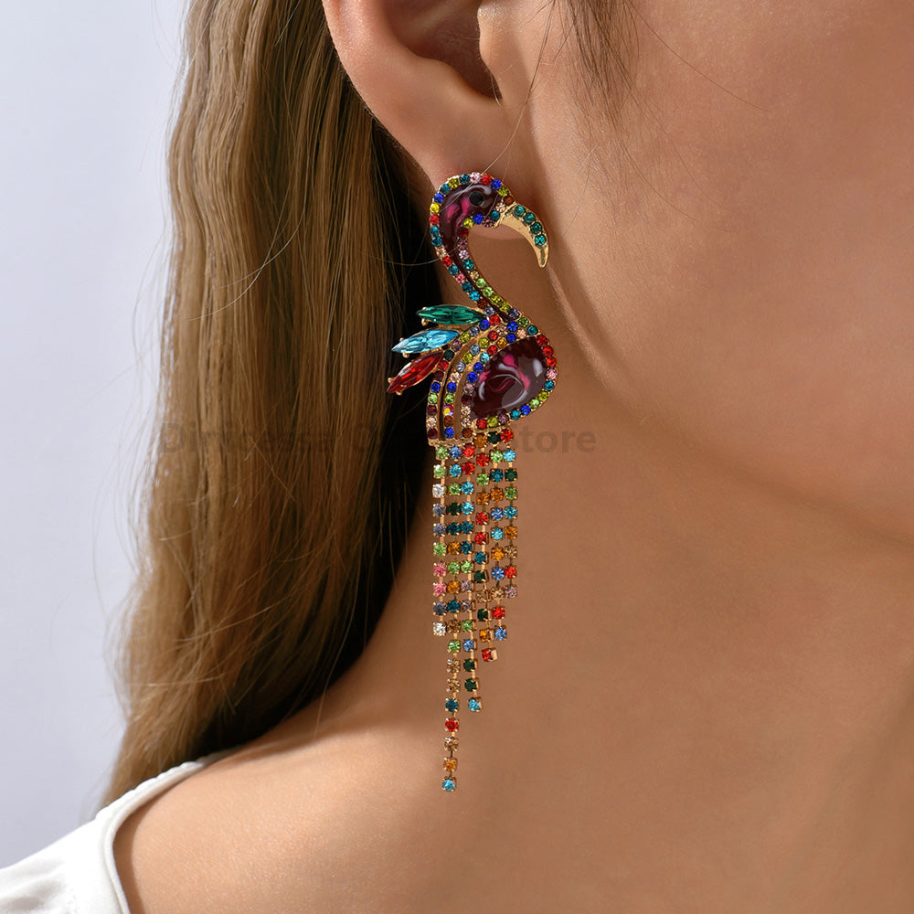 Pendientes Garzas Plumas Multicolor