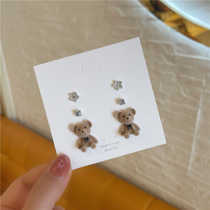 Conjunto de Pendientes de Osos de Peluche de 3 Pares