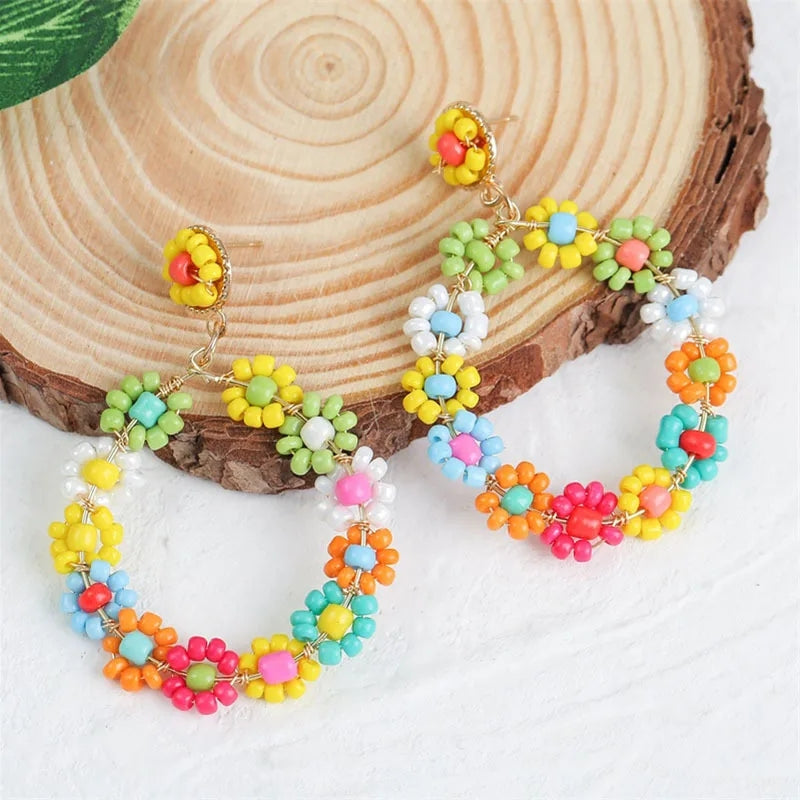 Pendientes Aros de Flores de Colores🌼🌸