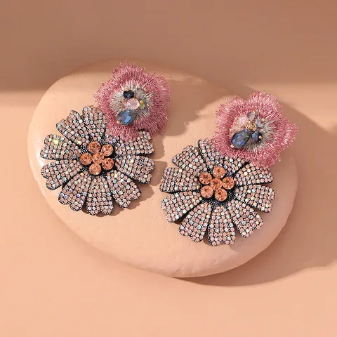 Pendientes Flores con Brillos