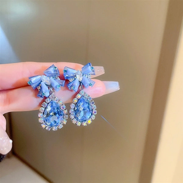 Pendientes Mariposa y Gota Azul Cristal