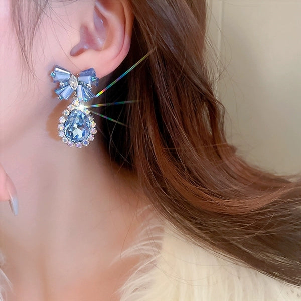 Pendientes Mariposa y Gota Azul Cristal