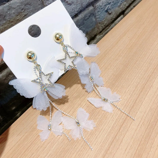 Pendientes Largos de Mariposas y Estrella