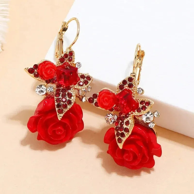 Pendientes de Rosas Rojas