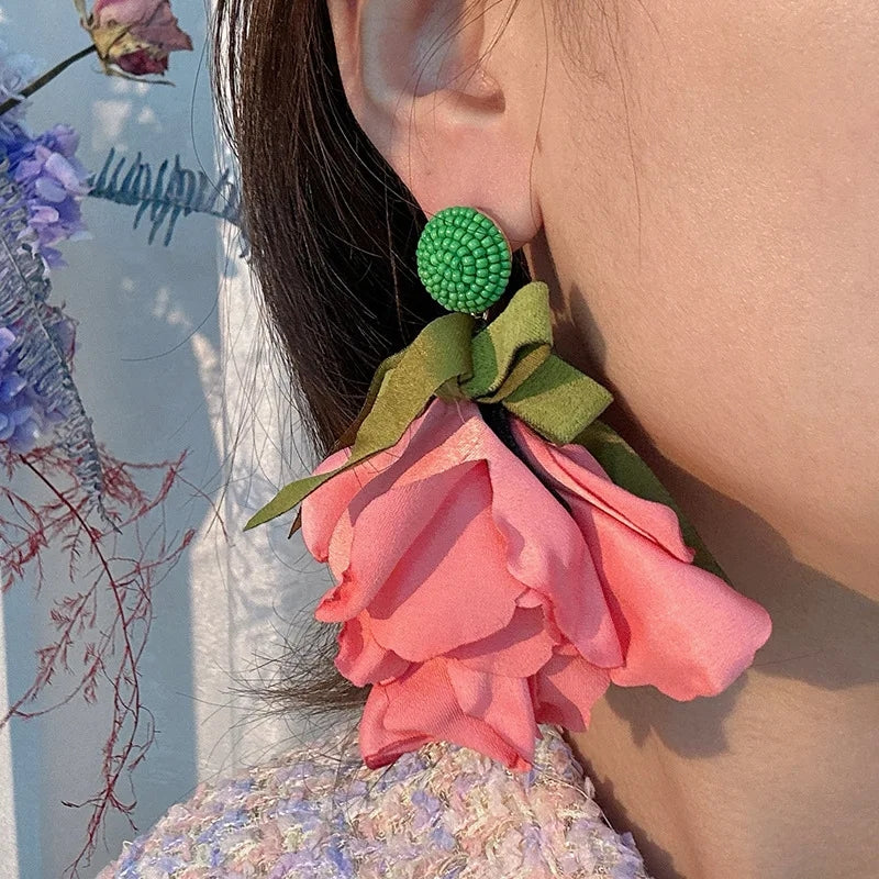 Pendientes de Flores y Lazo Estilo Americano