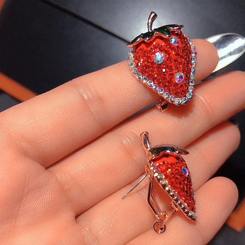 Pendientes de Fresas con Brillos