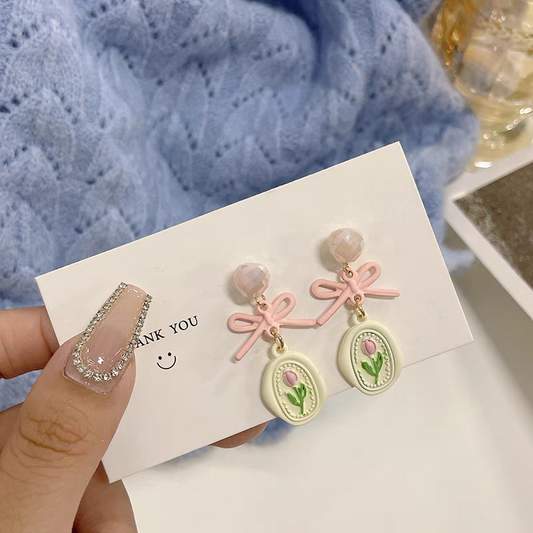 Pendientes de Lazo y Tulipán 🎀🌷