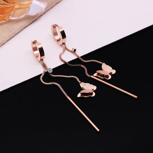 Pendientes Diseño de Mariposa Rose Gold