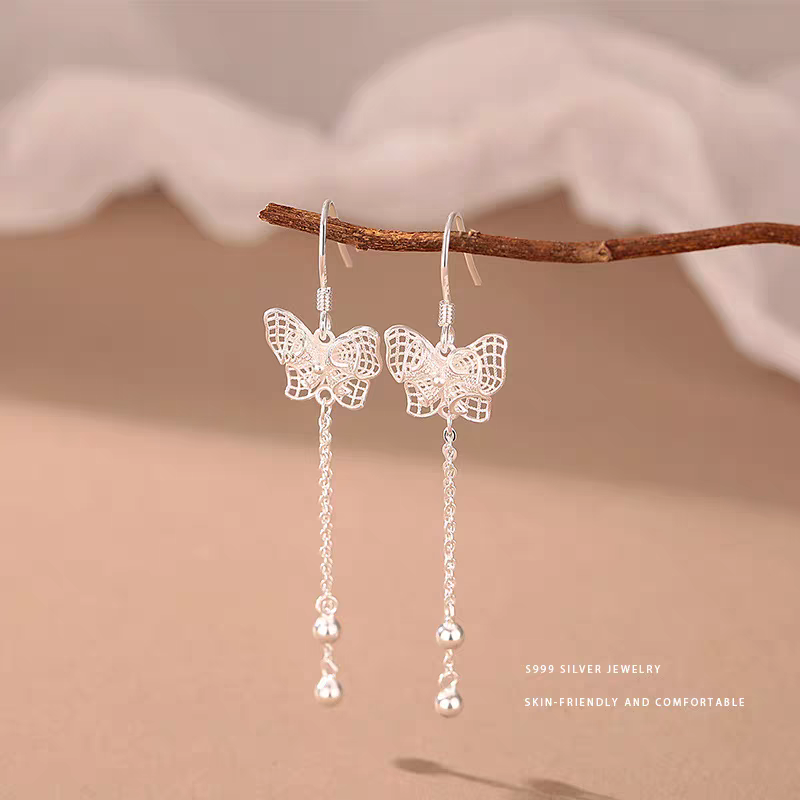 Pendientes Diseño de Mariposa en Plata Ley 999