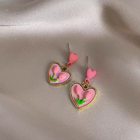 Pendientes de Corazón y Tulipán ♥️🌷