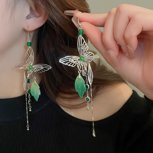 Pendientes Largos de Mariposas de Metal