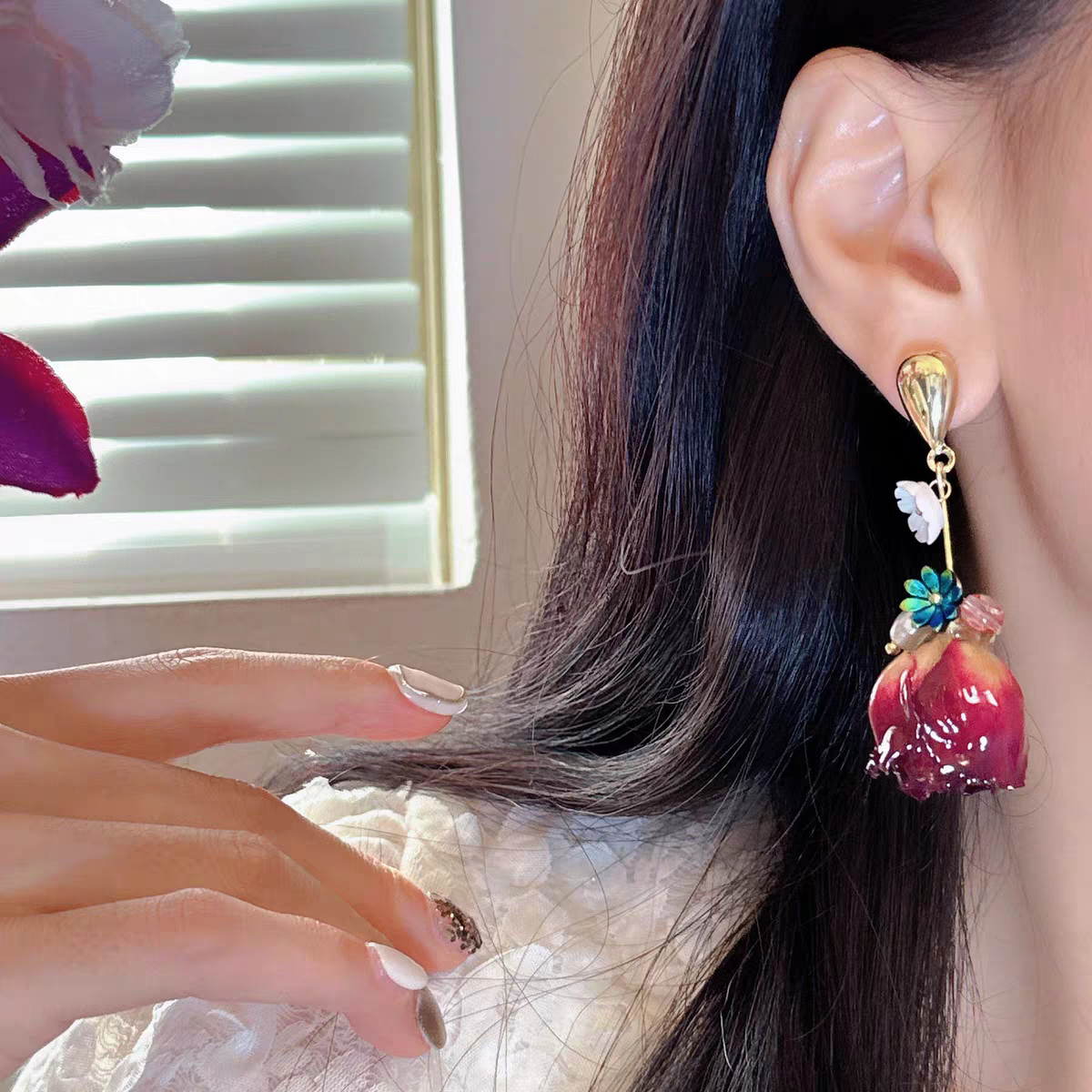 Pendientes de Rosas Esmaltadas 🌹