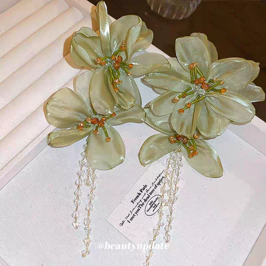 Pendientes de Flores Verdes Oversize