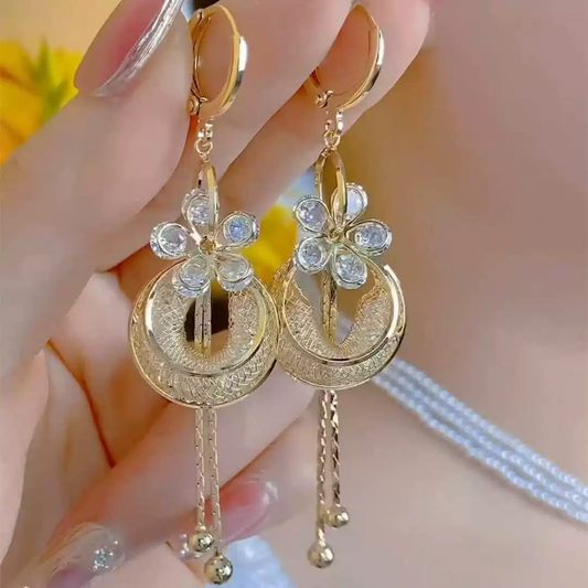 Pendientes Elegantes de Flor de Cristal